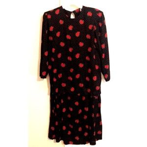 AKF Womens Skirt Set Multicolor Floral Midi Pleats 100% Rayon USA 12